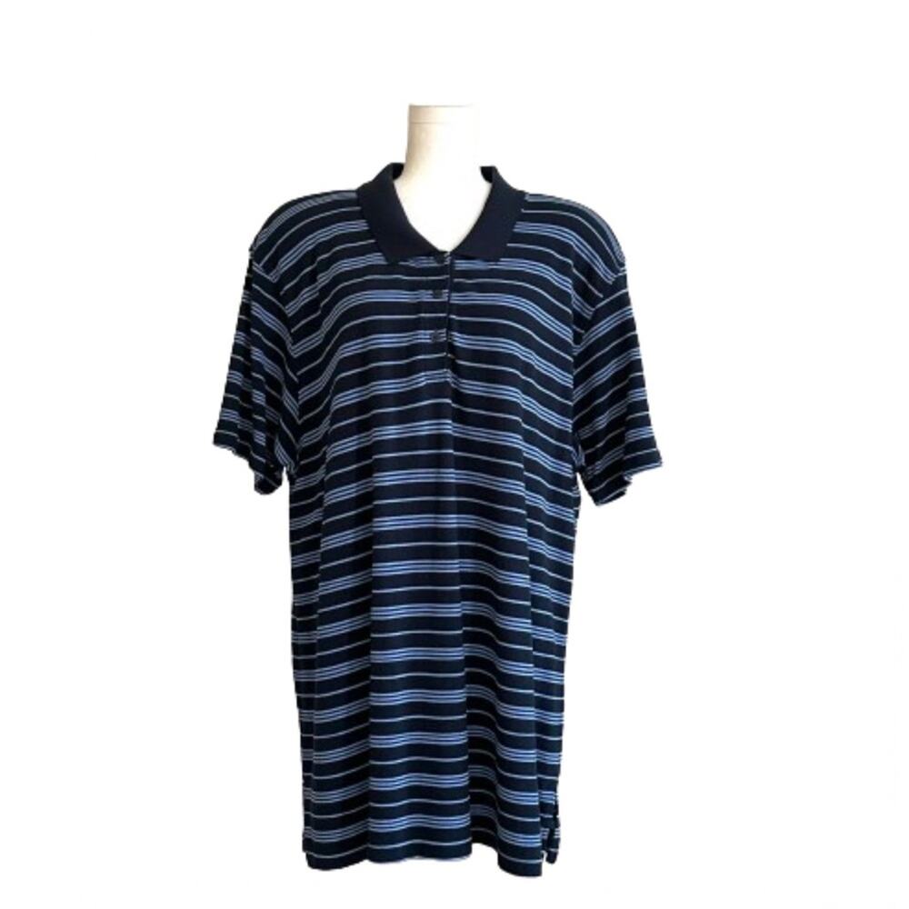 Elisabeth by Liz Claiborne Blue Striped Collared Short Sleeve Polo Top Shirt 3X